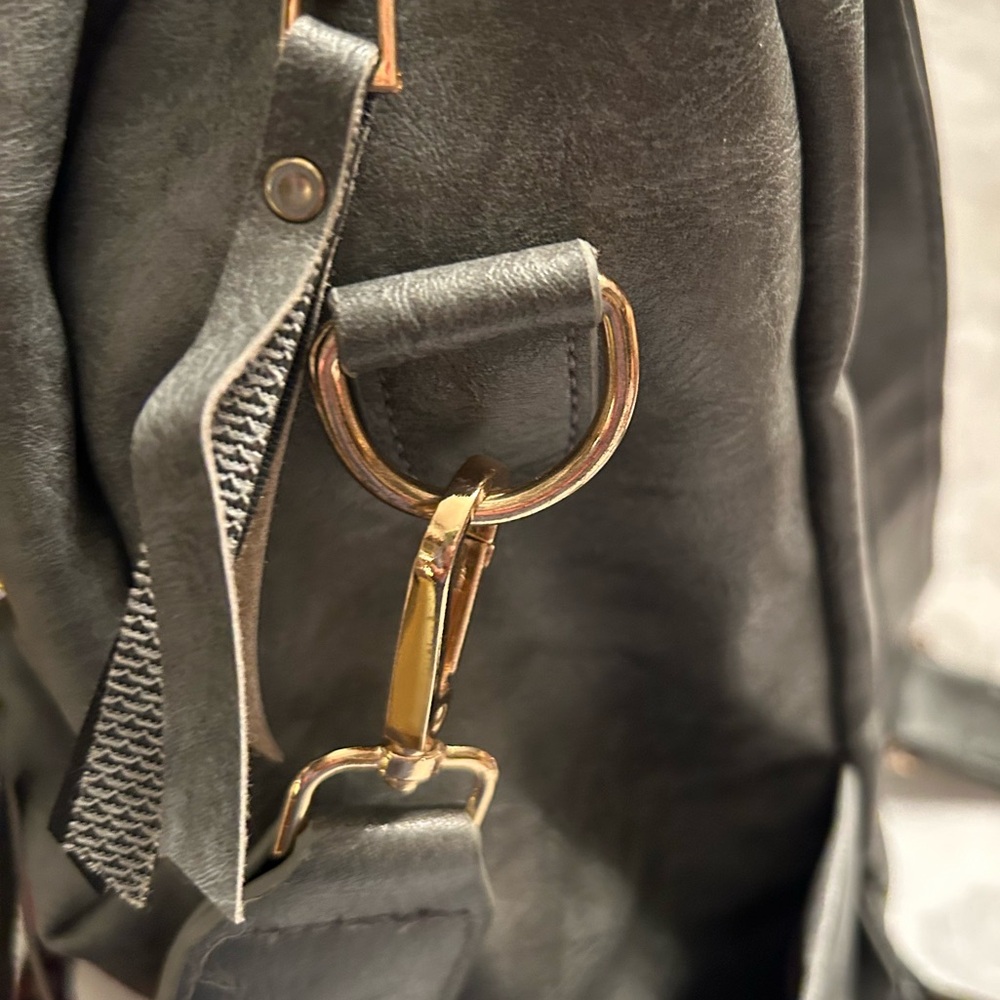 Gray Soft Surface Multifunctional Retro Backpack … - image 7